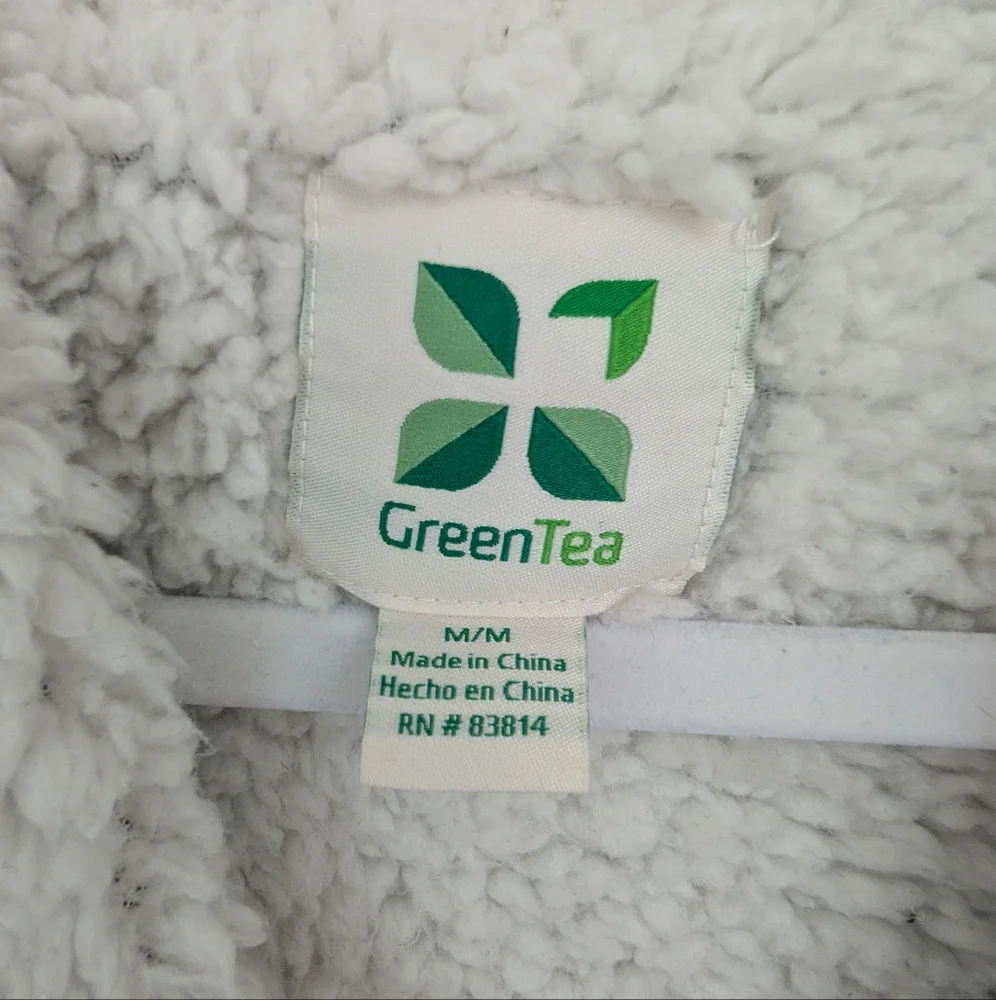 Green Tea Black and White Sherpa Cardigan Medium - Picture 3 of 11